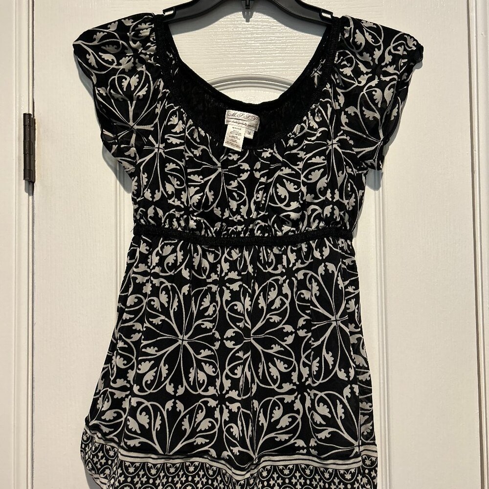 Max Studio Specialty Products (MSSP) Black/Ivory Blouse Size Medium